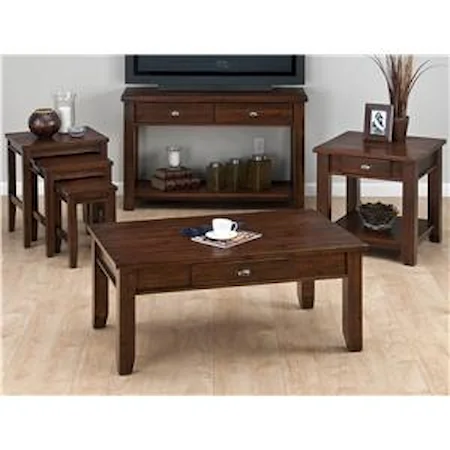 Casual One Drawer Coffee Table with Tapered Block Legs